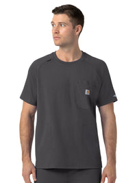 Men's Five-Pocket Crew Neck Scrub Top - C16190 - Pewter