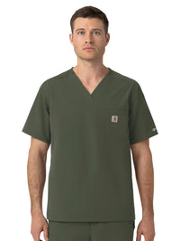 Men's Four-Pocket Ripstop V-Neck Scrub Top - C16239 - Olive
