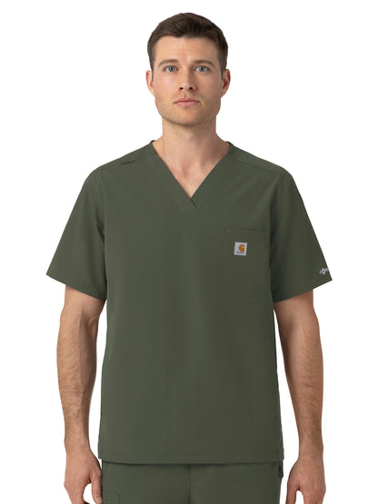Men's Four-Pocket Ripstop V-Neck Scrub Top - C16239 - Olive