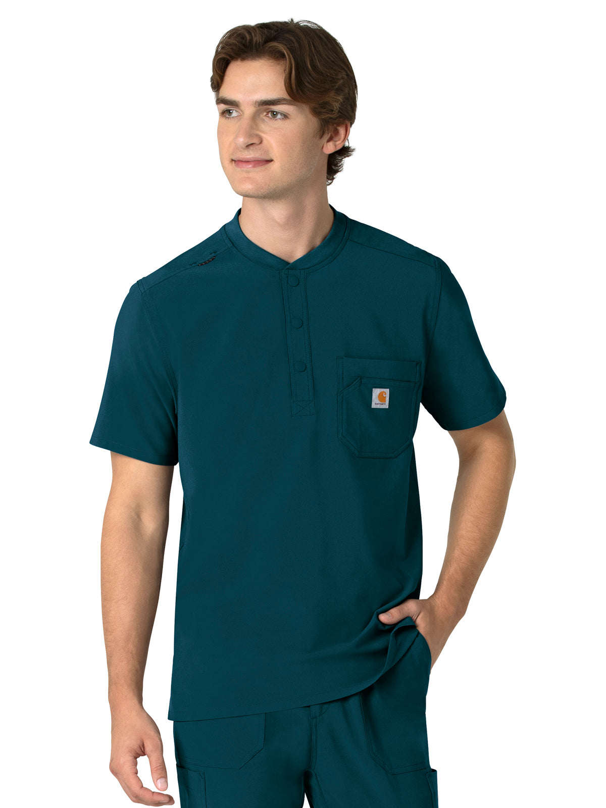 Men's Three-Pocket Henley Top - C16310 - Caribbean