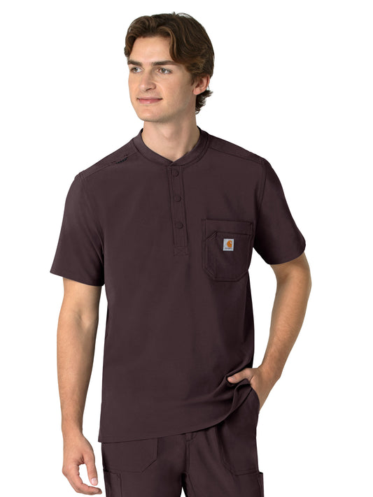 Men's Three-Pocket Henley Top - C16310 - Dark Sepia