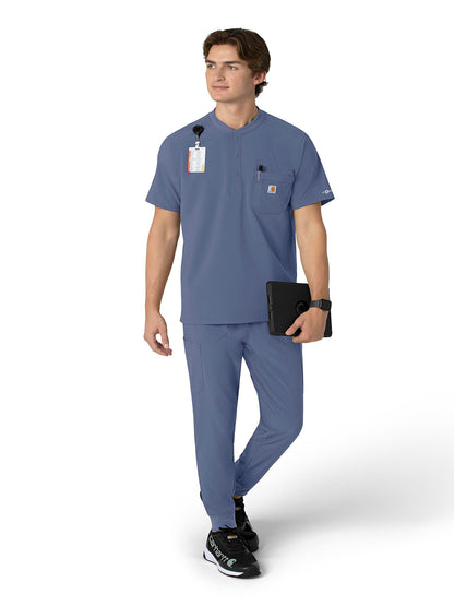 Men's Three-Pocket Henley Scrub Top - C16310 - Riverside