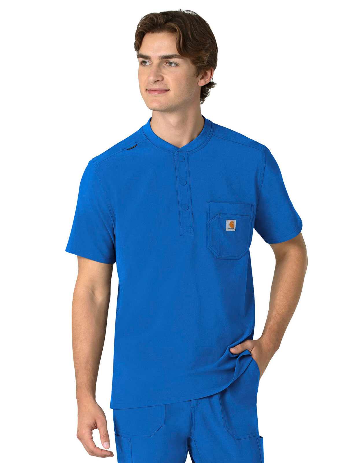 Men's Three-Pocket Henley Scrub Top - C16310 - Royal