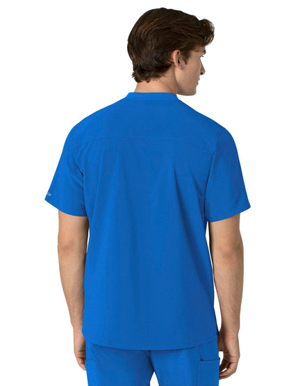 Men's Three-Pocket Henley Scrub Top - C16310 - Royal