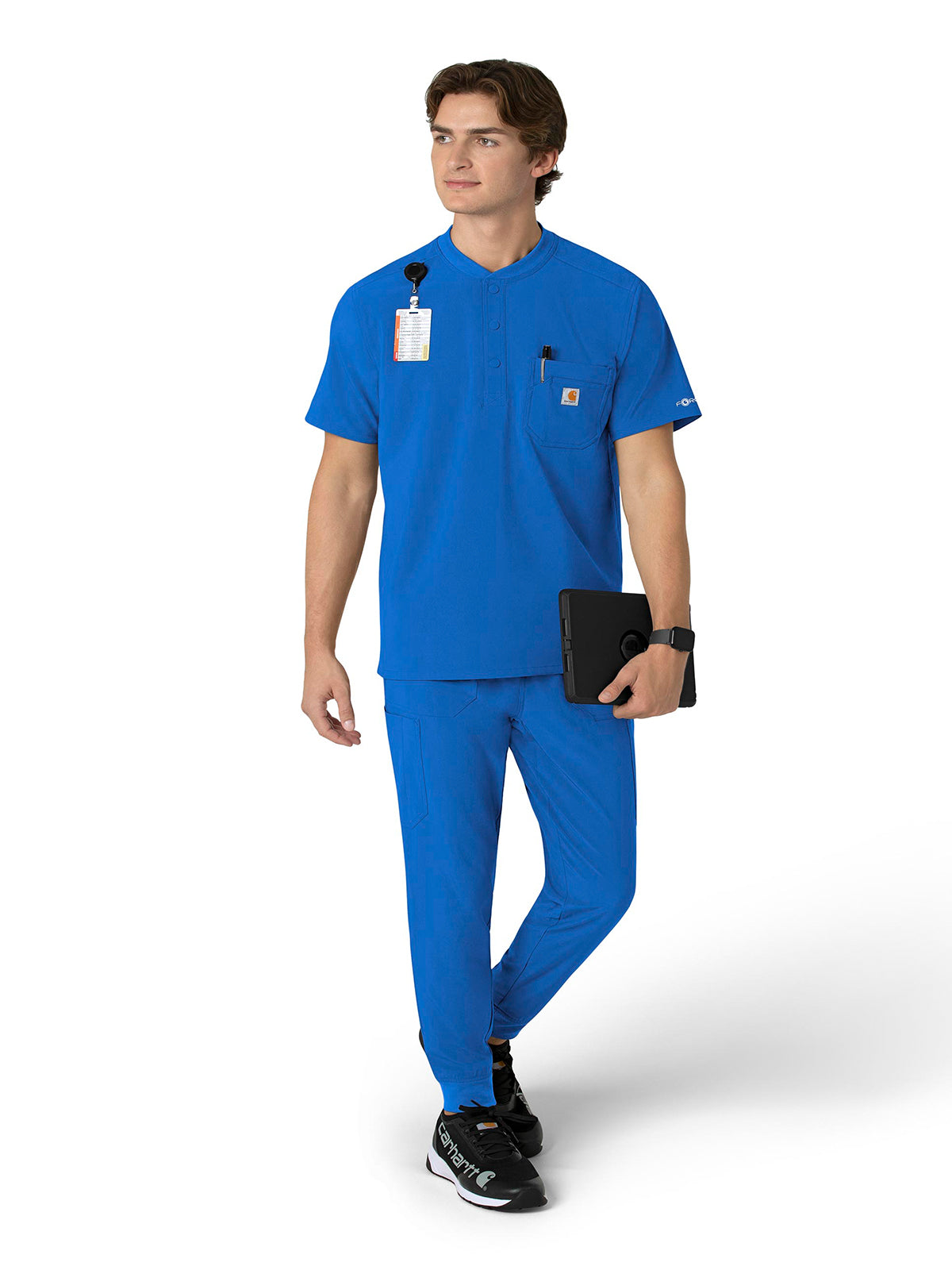 Men's Three-Pocket Henley Scrub Top - C16310 - Royal