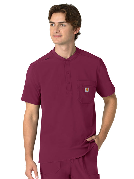 Men's Three-Pocket Henley Top - C16310 - Wine