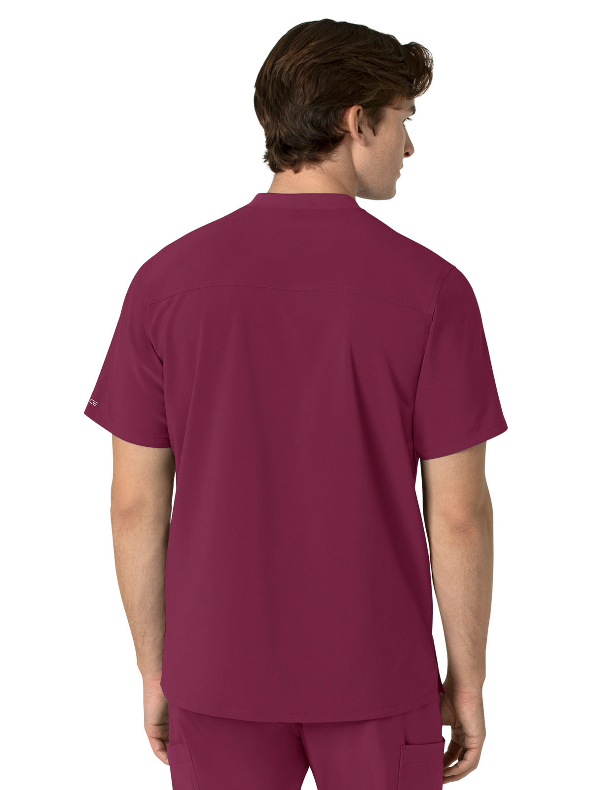 Men's Three-Pocket Henley Scrub Top - C16310 - Wine