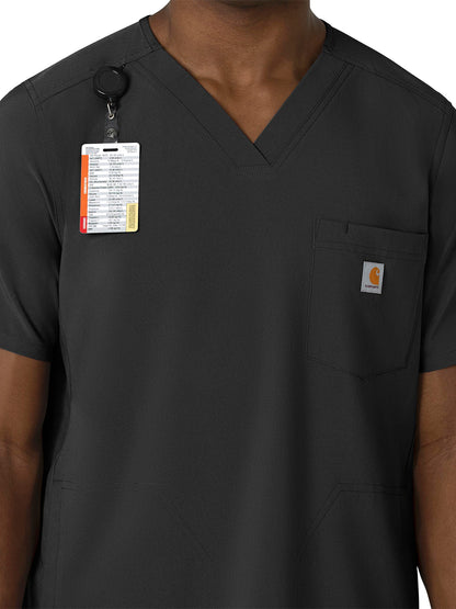 Men's Three-Pocket V-Neck Scrub Top - C16410 - Black