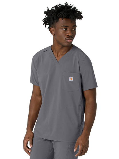 Men's Three-Pocket V-Neck Scrub Top - C16410 - Pewter