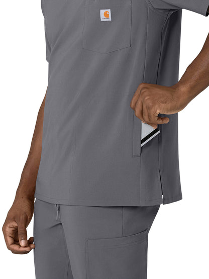 Men's Three-Pocket V-Neck Scrub Top - C16410 - Pewter