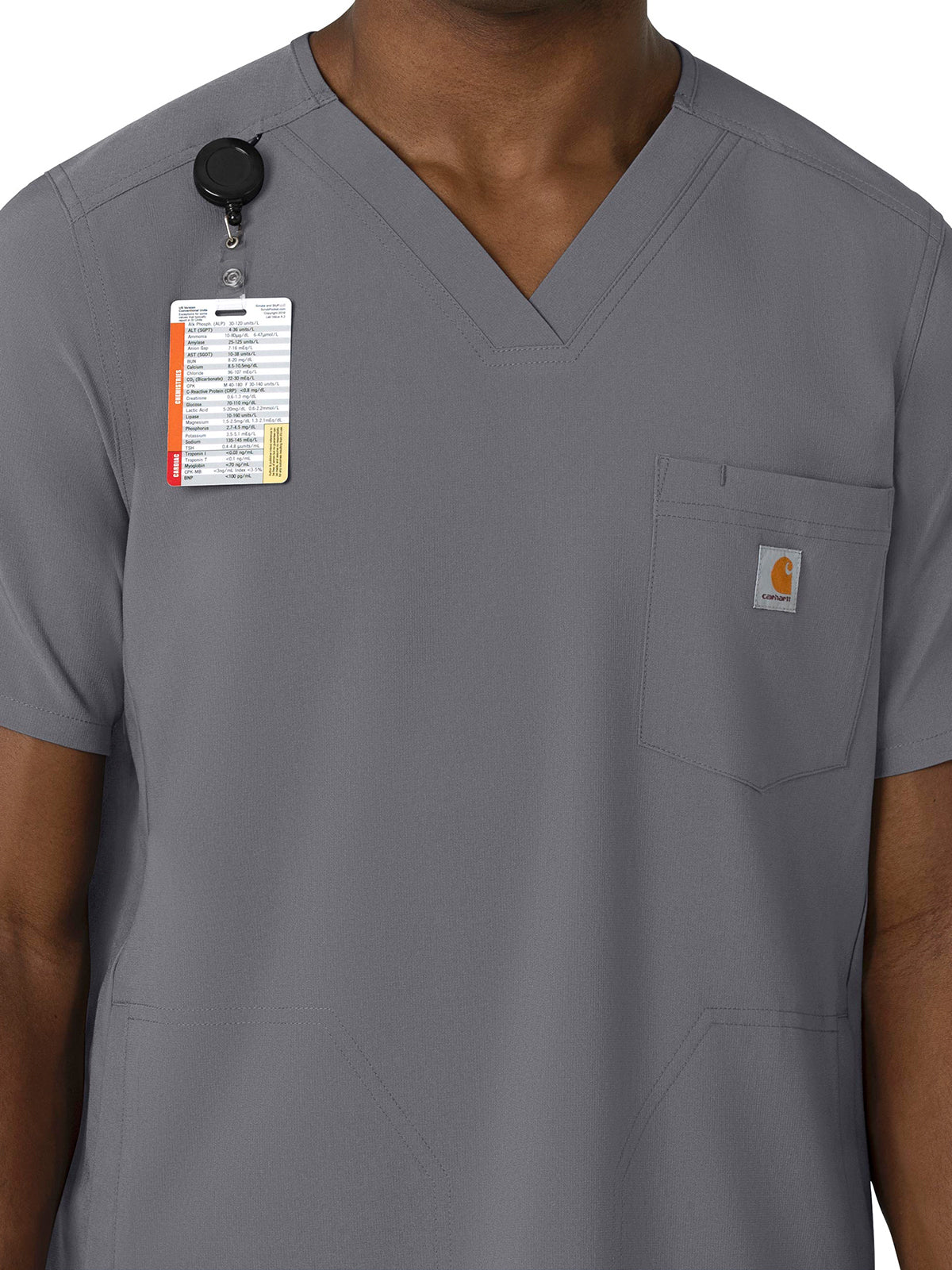 Men's Three-Pocket V-Neck Scrub Top - C16410 - Pewter