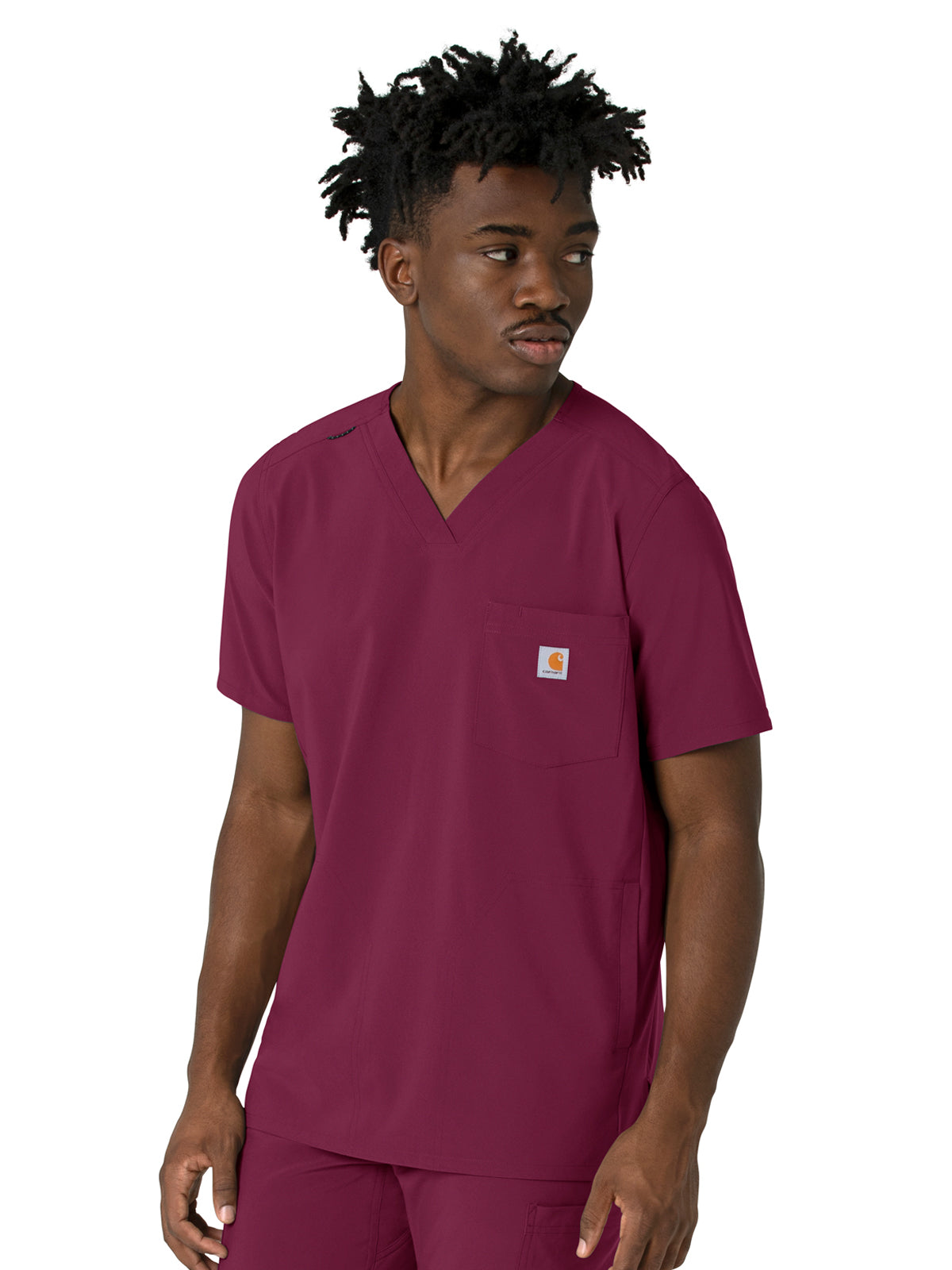 Men's Three-Pocket V-Neck Scrub Top - C16410 - Wine