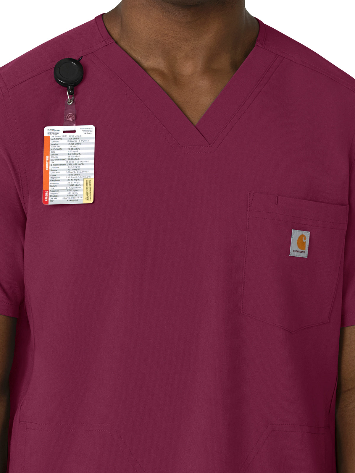 Men's Three-Pocket V-Neck Scrub Top - C16410 - Wine