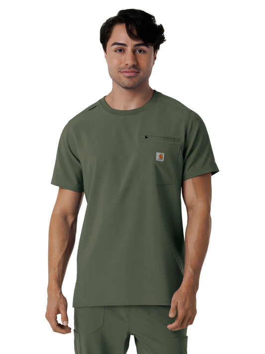 Men's Two-Pocket Crew Neck Scrub Top - C16510 - Olive