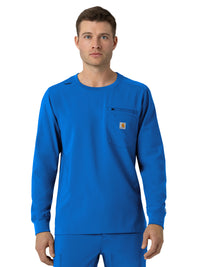 Men's Two-Pocket Crew Neck Long Sleeve Scrub Top - C16610 - Royal