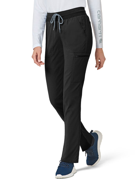 Women's Eight-Pocket Slim Leg Pant - C52237 - Black
