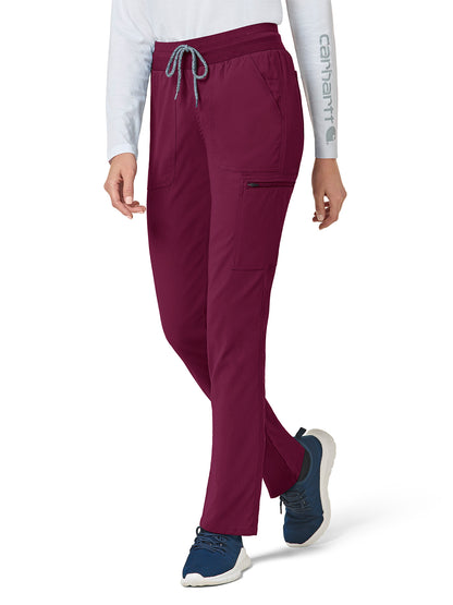 Women's Eight-Pocket Slim Leg Pant - C52237 - Wine