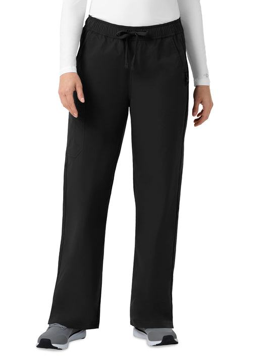 Women's Six-Pocket Ripstop Bootcut Cargo Scrub Pant - C52239 - Black