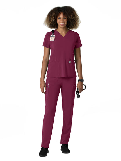 Women's Seven-Pocket Straight Leg Scrub Pant - C53210 - Wine