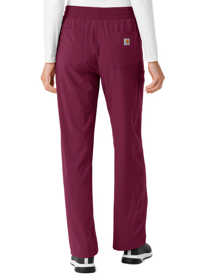 Women's Six-Pocket Boot Cut Scrub Pant - C53310 - Wine