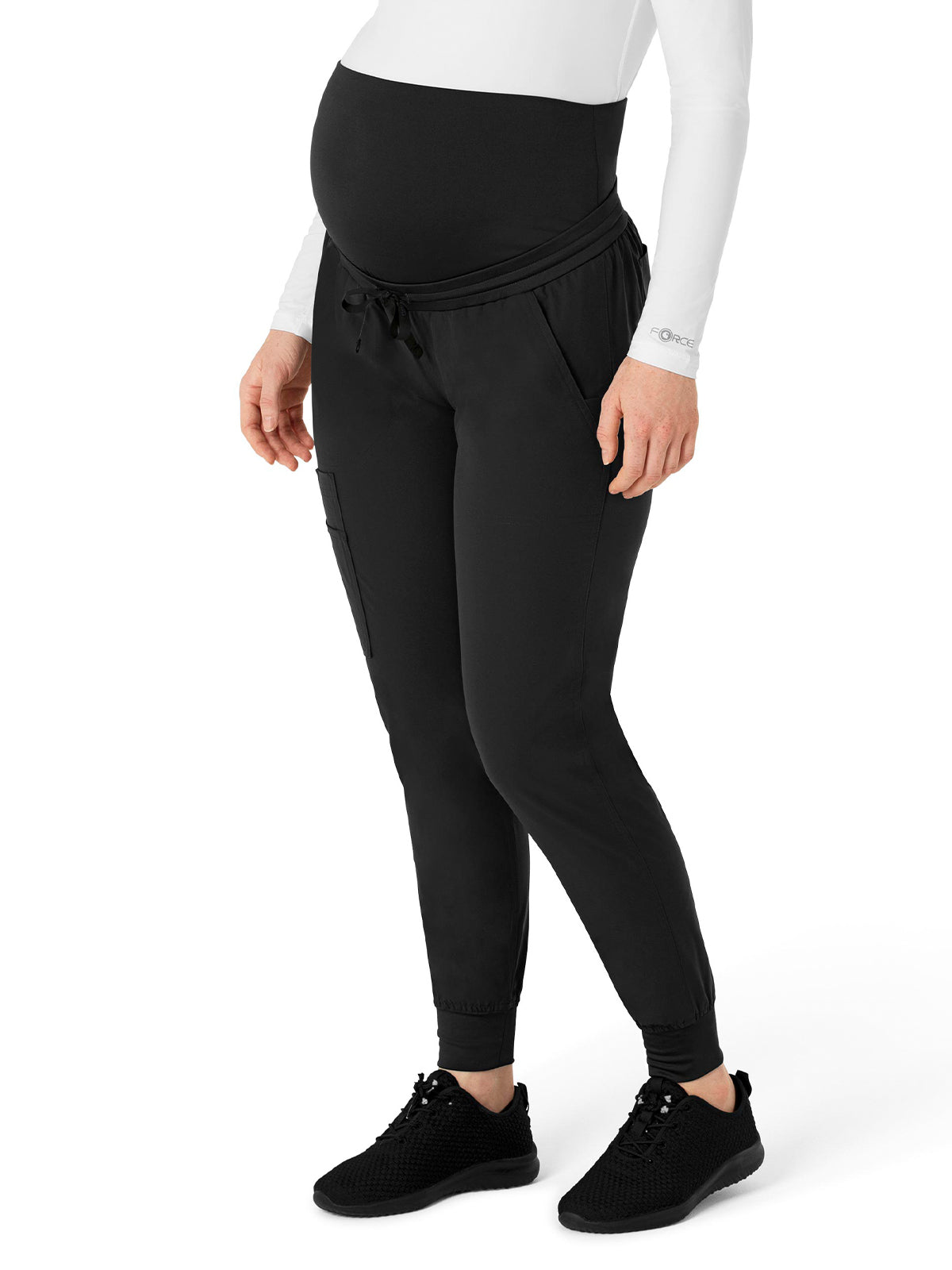 Women's Seven-Pocket Maternity Jogger Scrub Pant - C54113 - Black