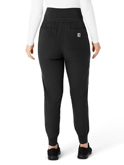 Women's Seven-Pocket Maternity Jogger Scrub Pant - C54113 - Black