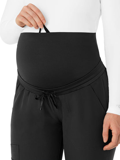 Women's Seven-Pocket Maternity Jogger Scrub Pant - C54113 - Black