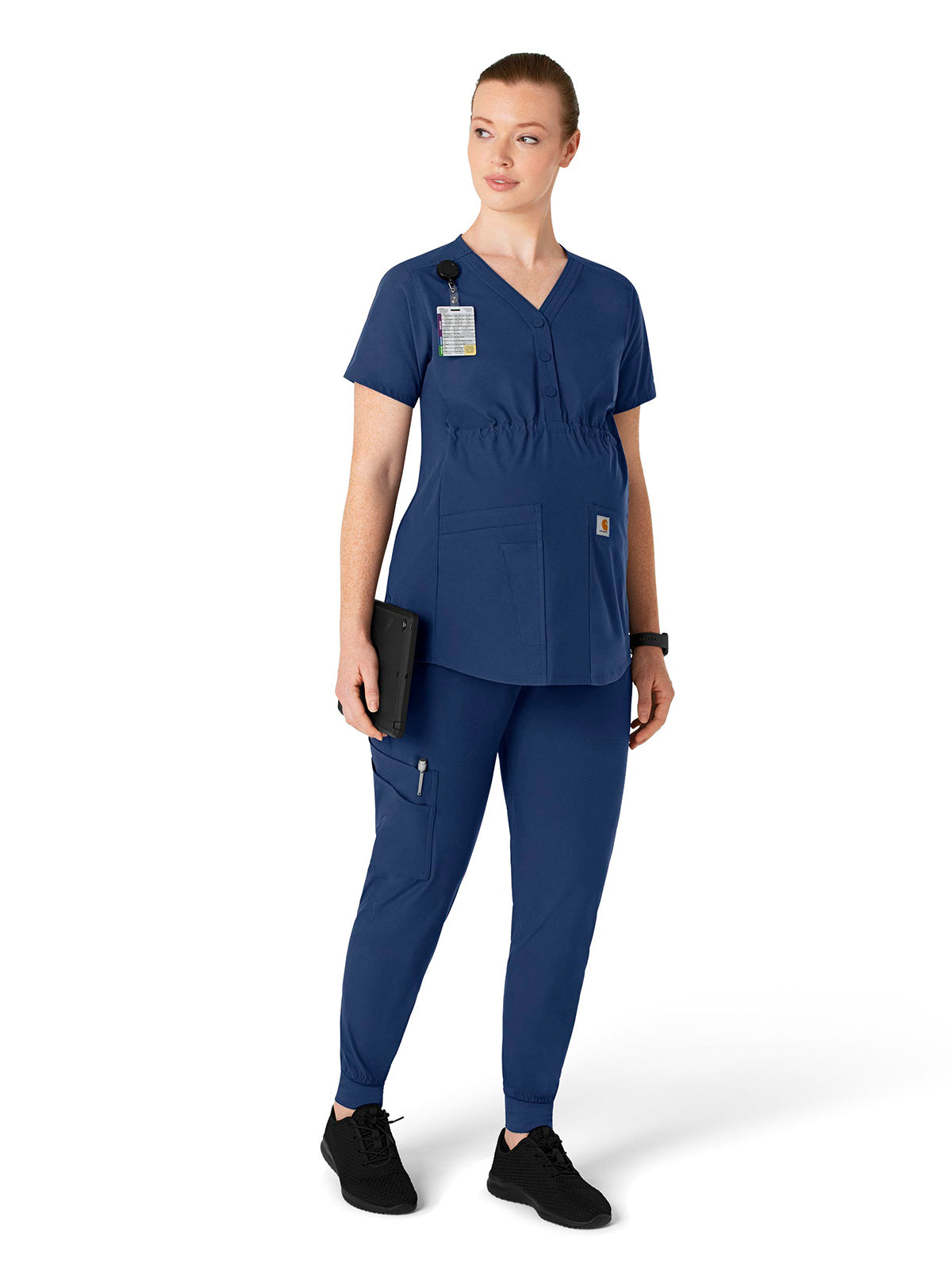 Women's Seven-Pocket Maternity Jogger Scrub Pant - C54113 - Navy