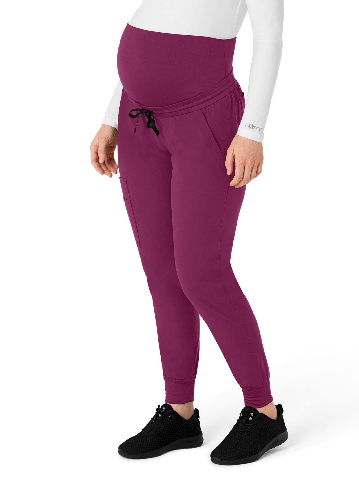 Women's Seven-Pocket Maternity Jogger Scrub Pant - C54113 - Wine