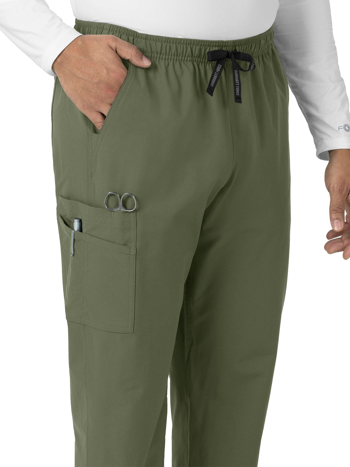 Unisex Six-Pocket Elastic Waist Pant - C55013 - Olive