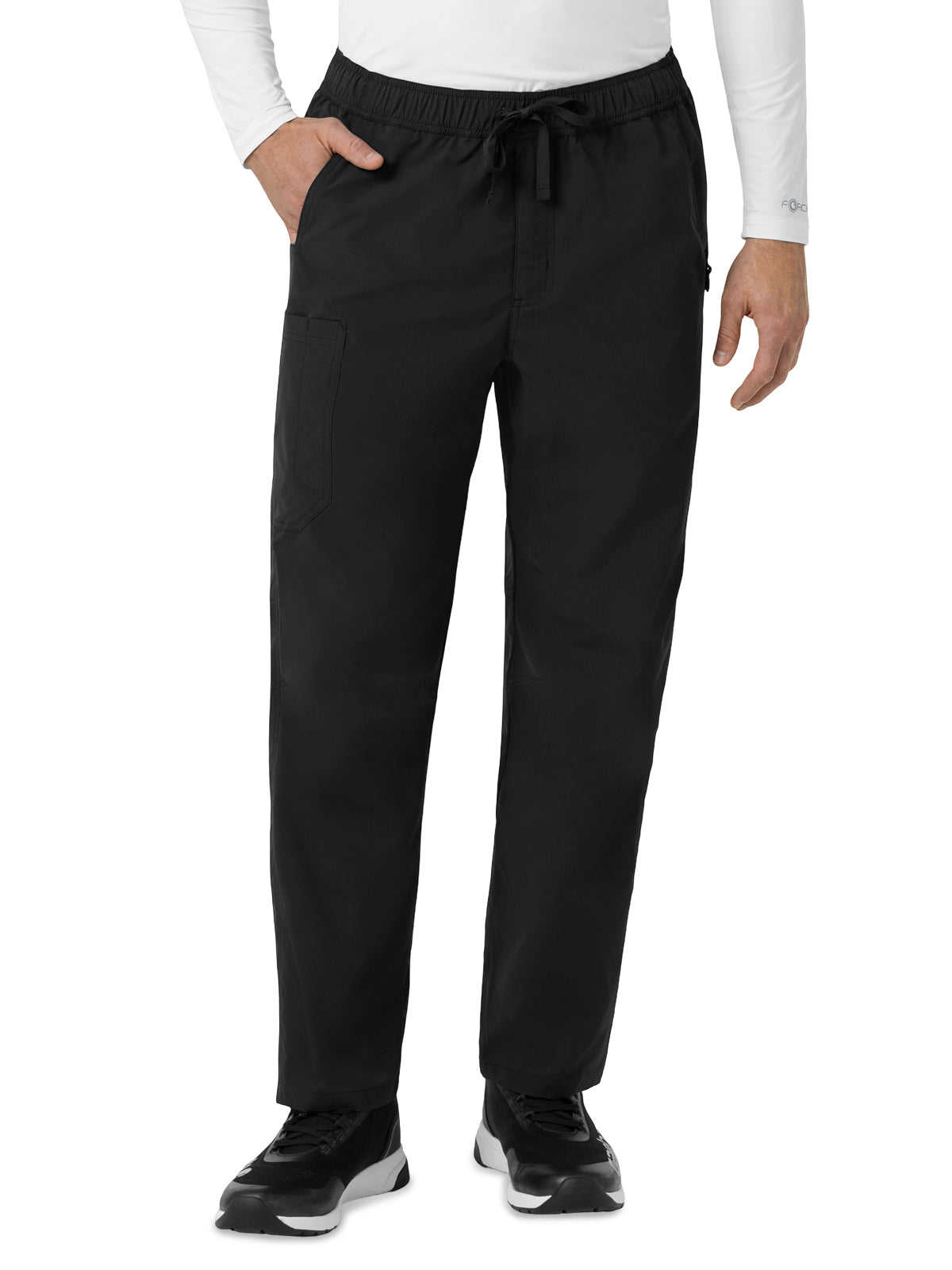 Men's Six-Pocket Ripstop Straight Leg Cargo Scrub Pant - C56239 - Black