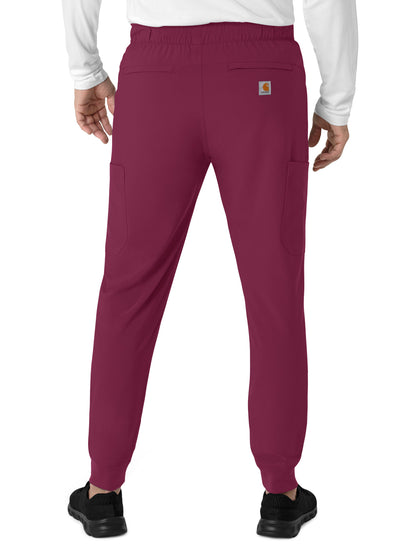 Men's Seven-Pocket Jogger Scrub Pant - C56310 - Wine