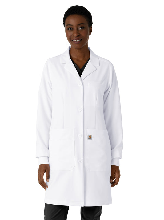 Women's Six-Pocket Long Lab Coat - C74005 - White