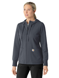 Women's Three-Pocket Full Zip Waffle Hoodie - C82008 - Approaching Storm