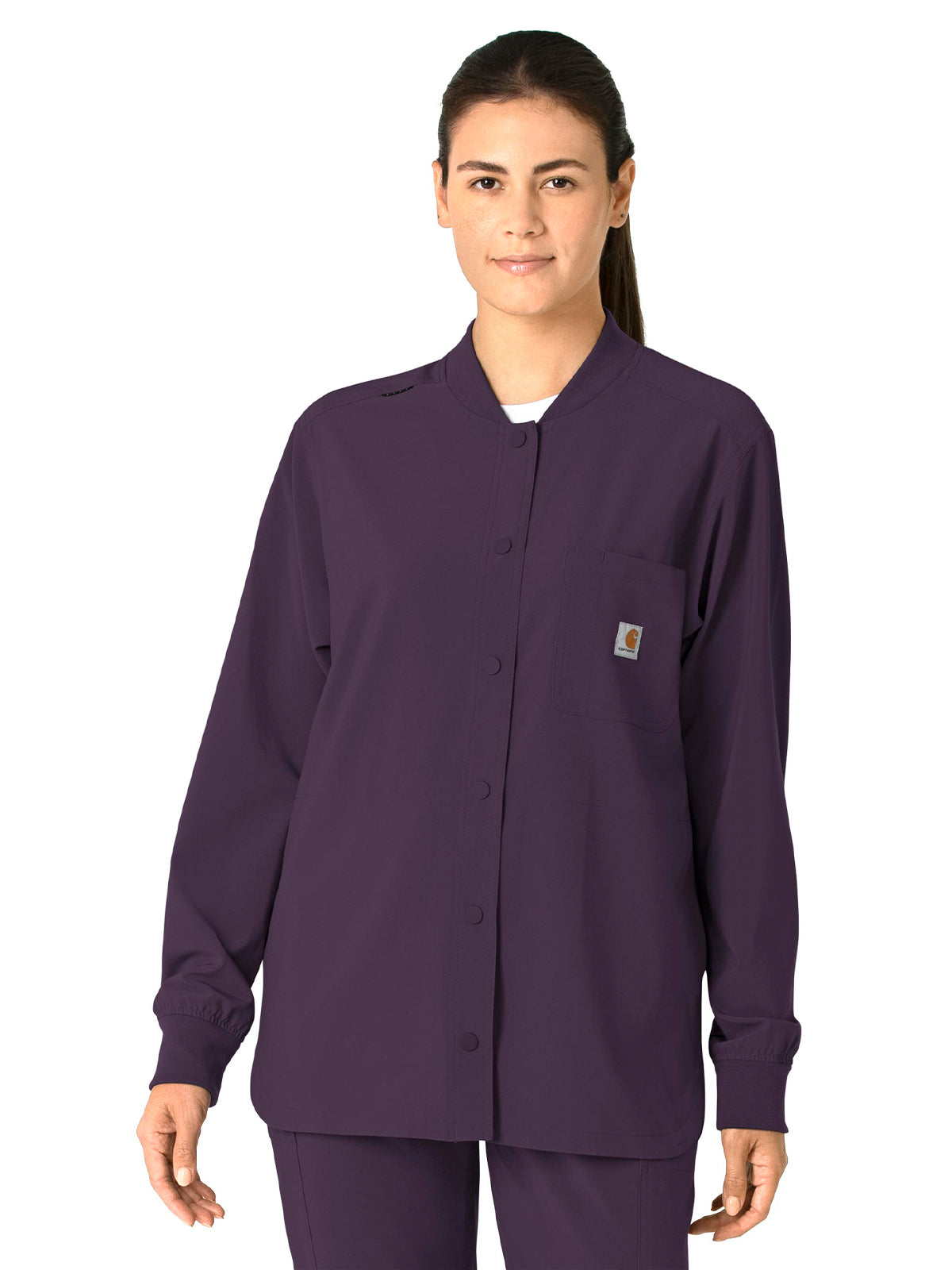 Women's Four-Pocket Modern Fit Shirt Jacket - C82210 - Black Plum