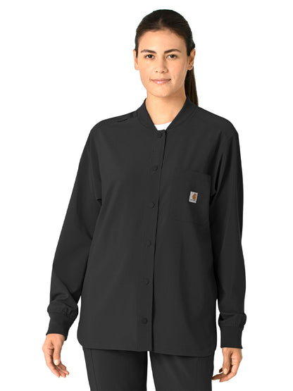 Women's Four-Pocket Modern Fit Shirt Jacket - C82210 - Black