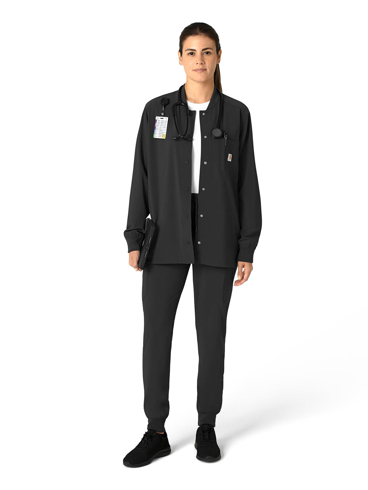 Women's Four-Pocket Modern Fit Shirt Jacket - C82210 - Black