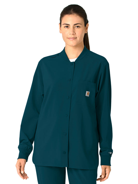 Women's Four-Pocket Modern Fit Shirt Jacket - C82210 - Caribbean