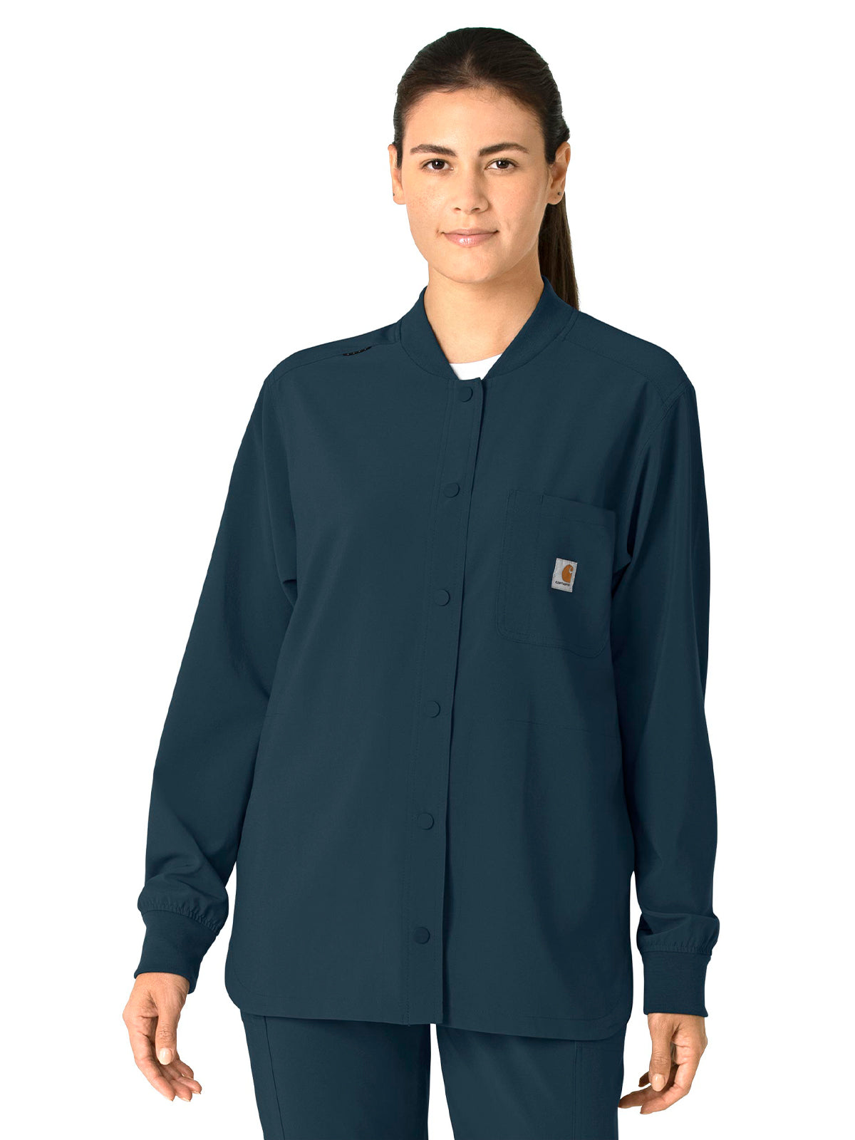 Women's Four-Pocket Modern Fit Shirt Jacket - C82210 - Navy