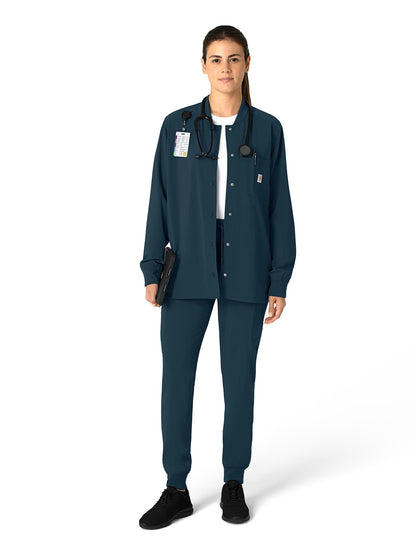 Women's Four-Pocket Modern Fit Shirt Jacket - C82210 - Navy