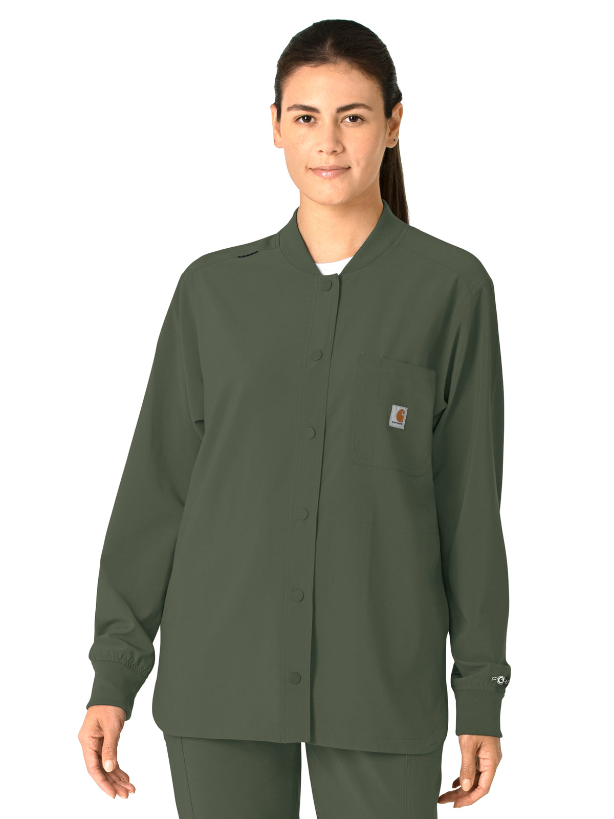 Women's Four-Pocket Modern Fit Shirt Jacket - C82210 - Olive