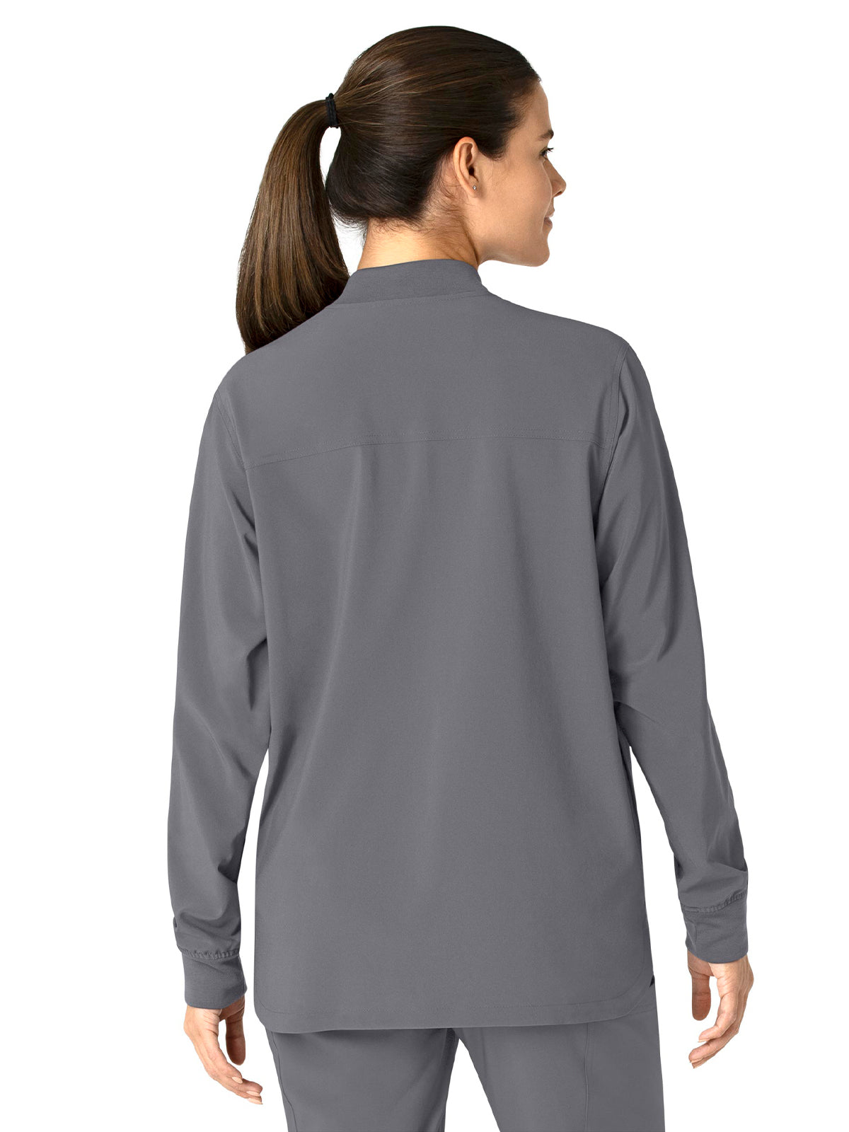 Women's Four-Pocket Modern Fit Shirt Jacket - C82210 - Pewter