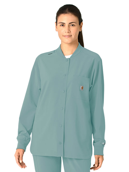 Women's Four-Pocket Modern Fit Shirt Jacket - C82210 - Summer Blue