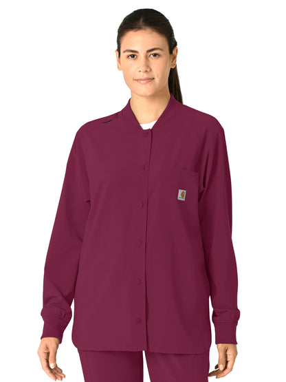 Women's Four-Pocket Modern Fit Shirt Jacket - C82210 - Wine