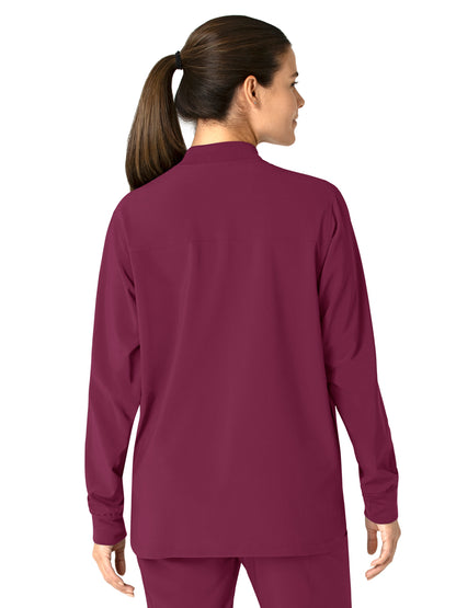 Women's Four-Pocket Modern Fit Shirt Jacket - C82210 - Wine