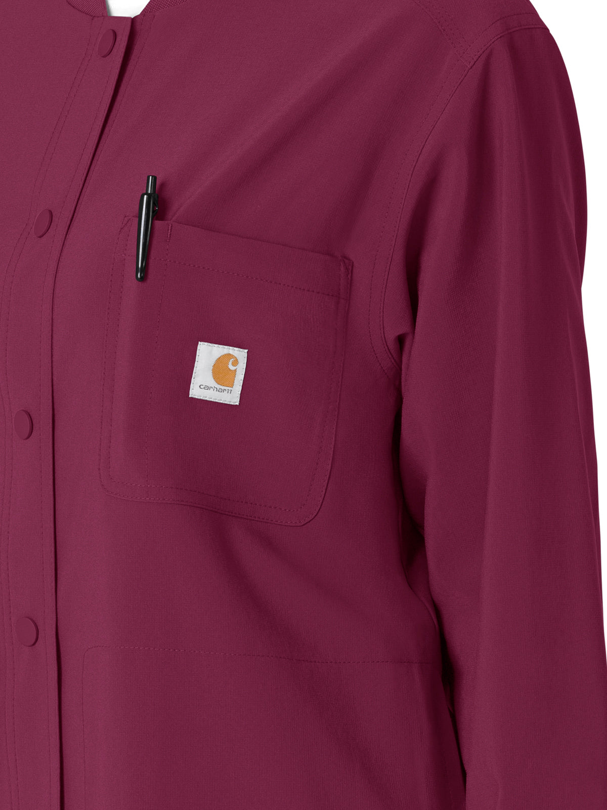 Women's Four-Pocket Modern Fit Shirt Jacket - C82210 - Wine