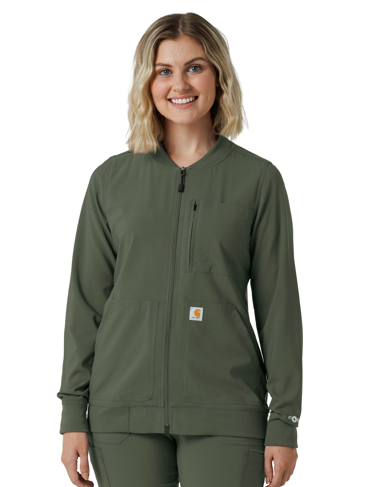 Women's Six-Pocket Lightweight Scrub Jacket - C82410 - Olive