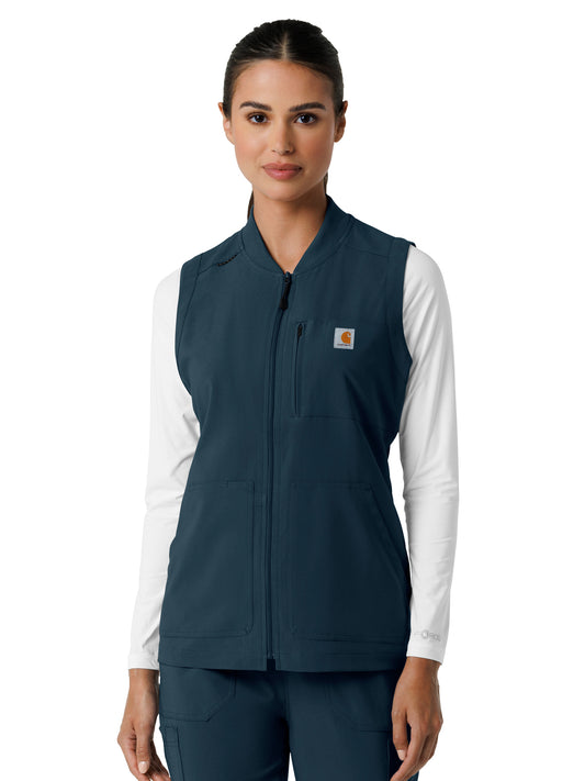 Women's Six-Pocket Lightweight Scrub Vest - C82510 - Navy