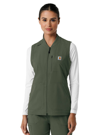 Women's Six-Pocket Lightweight Scrub Vest - C82510 - Olive