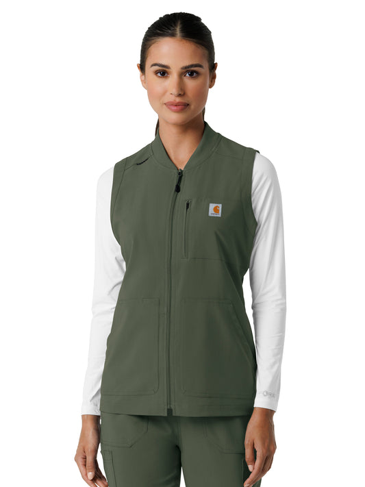 Women's Six-Pocket Lightweight Scrub Vest - C82510 - Olive